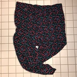 Vintage Blue & Pink Patterned Drop Crotch Joggers